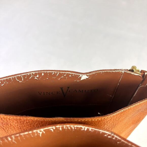 Vince Camuto Boots Womens 6.5 B Emala Cognac Double Zip Soft Leather Upper Knee - Picture 9 of 11